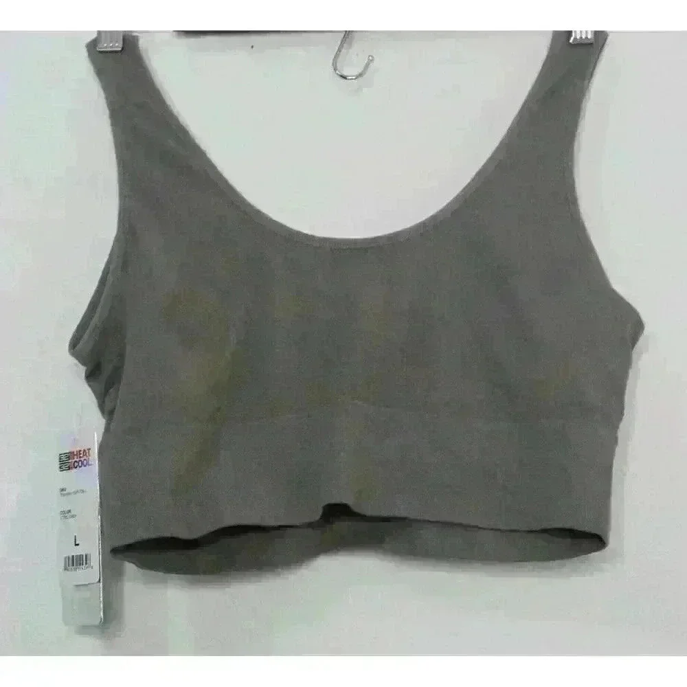 New Women's‎ 32 Degrees Cool Steel Gray Seamless Racerback Sports Bra Size L NWT